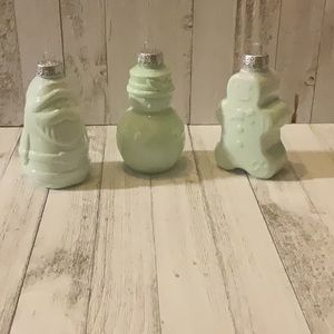 Jadeite mint colored ornaments
